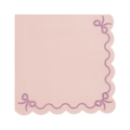 Light Pink Scalloped Bow Party Napkins x 12 - Pink Bow Party Tableware Napkins Light Pink Scalloped Bow Party Napkins x 12