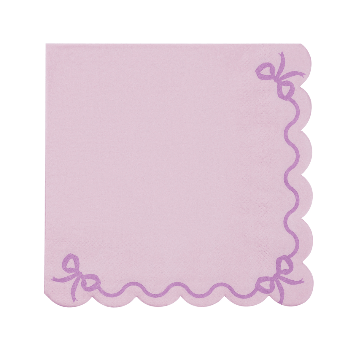 Light Purple Scalloped Bow Party Napkins x 12 - Bow Party Tableware Napkins Light Purple Scalloped Bow Party Napkins x 12