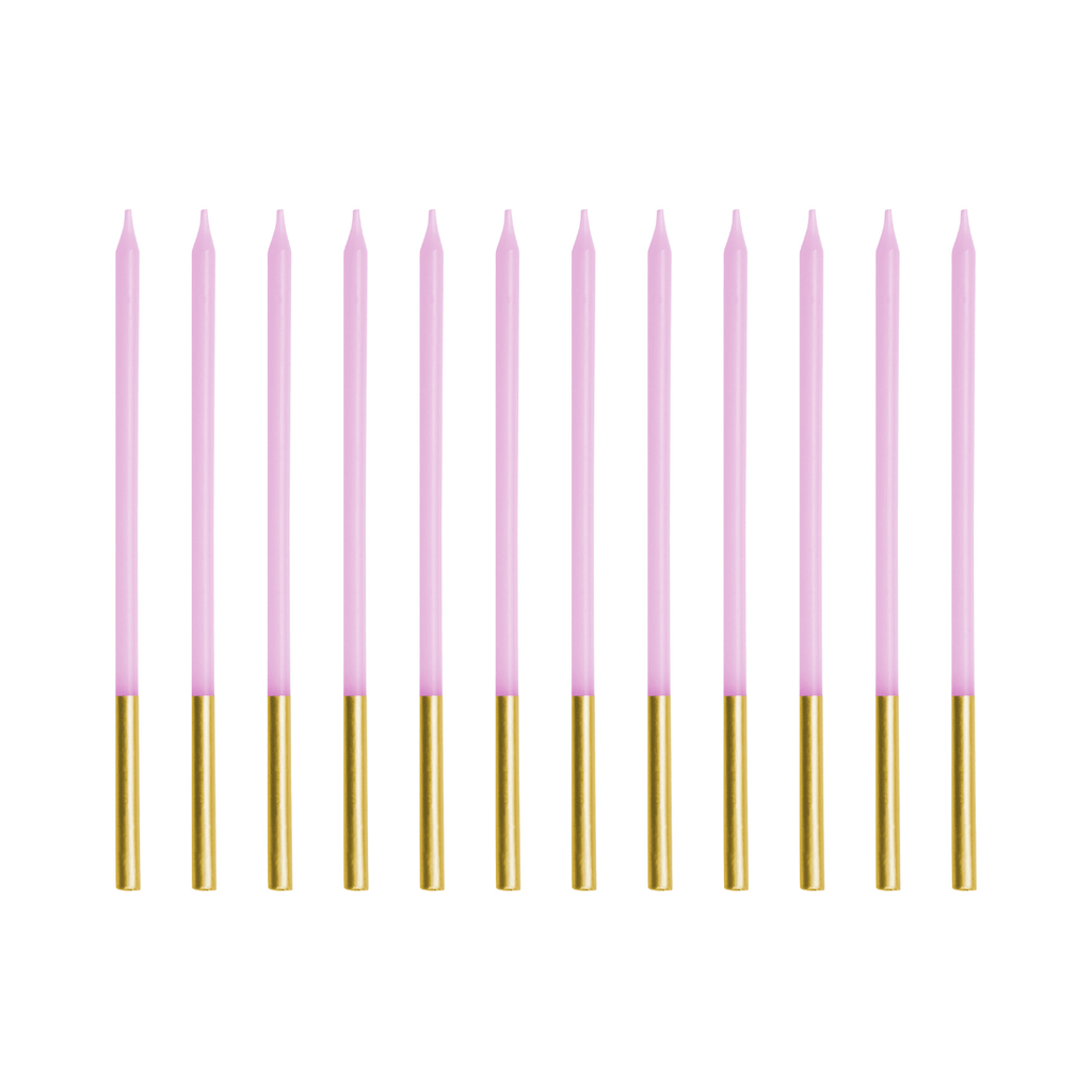 Light Violet Gold Tip Cake Candles x 12 - Birthday Cake Candles Birthday Candles Light Violet Gold Tip Cake Candles x 12