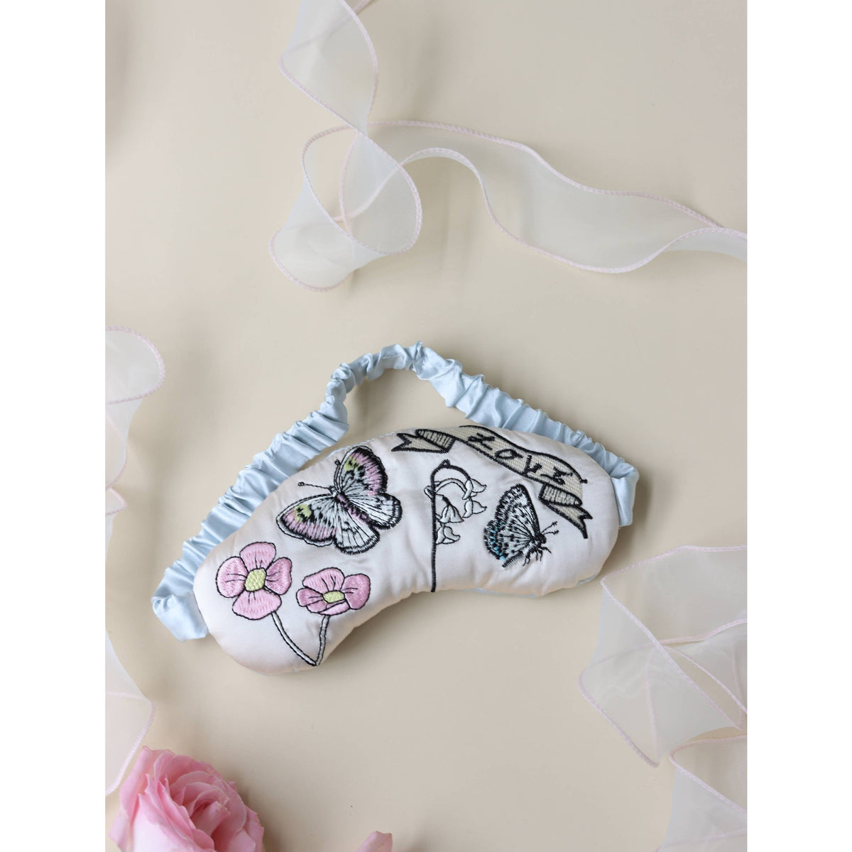 Luxury Embroidered Silk Eye Mask in Gift Box