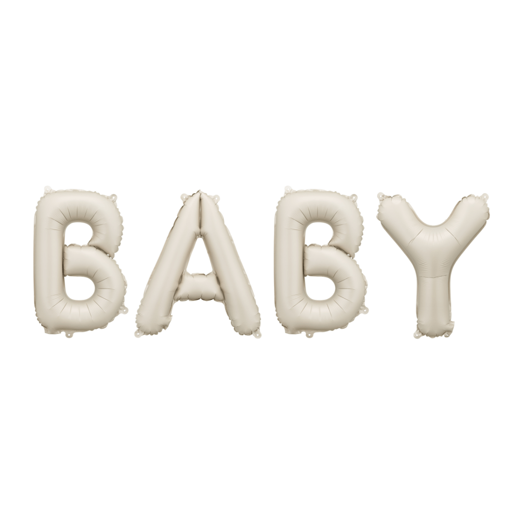 Matte Beige BABY Foil Balloons - Baby Shower Balloons Balloons Matte Beige BABY Foil Balloons