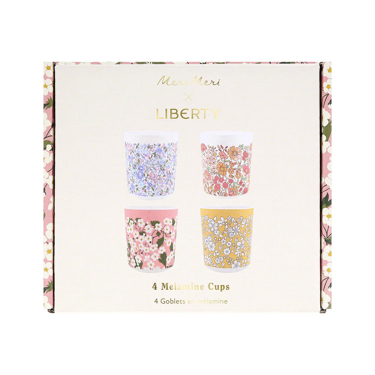 Meri Meri x Liberty Mixed Set Reusable Cups x 4 Party Cups Meri Meri x Liberty Mixed Set Reusable Cups x 4
