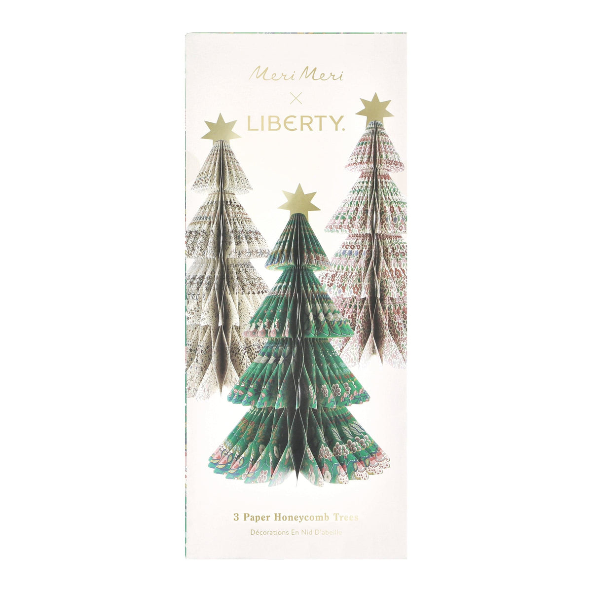 Meri Meri x Liberty Paper Honeycomb Christmas Trees x 3 | Meri Meri x Liberty Party Decorations Meri Meri x Liberty Paper Honeycomb Christmas Trees x 3