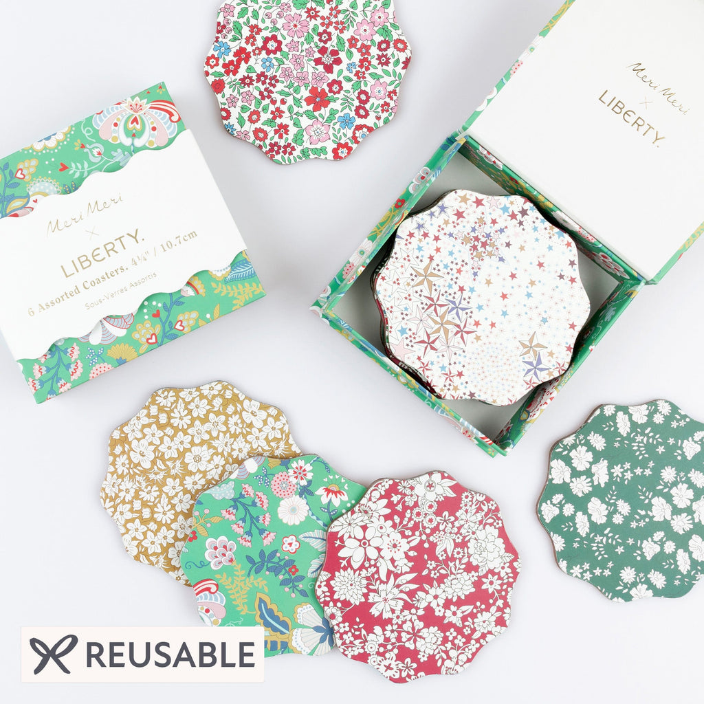 Meri Meri x Liberty Winter Coasters x 6 | Meri Meri x Liberty Tableware Meri Meri x Liberty Winter Coasters x 6