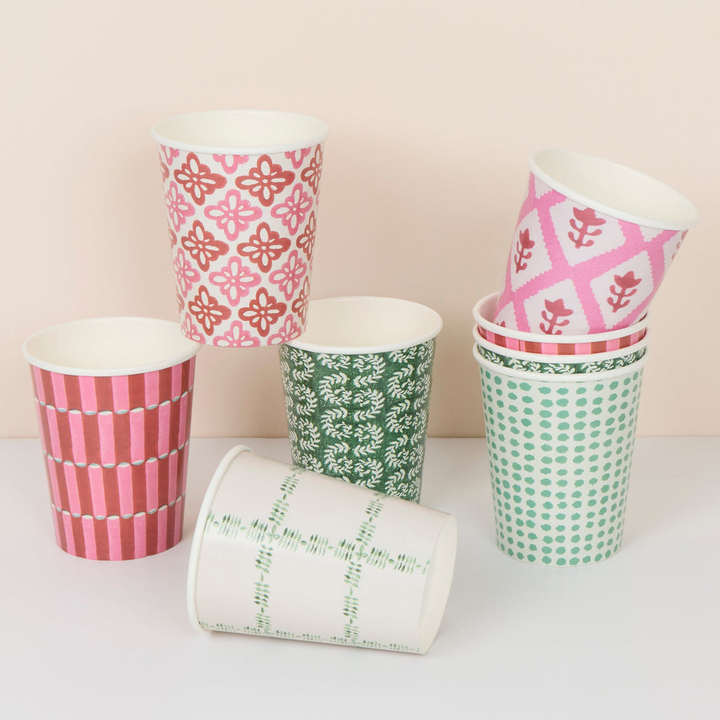 Meri Meri x Molly Mahon Red & Green Christmas Party Cups x 8 | Meri Meri Christmas party cups Meri Meri x Molly Mahon Red & Green Christmas Party Cups x 8