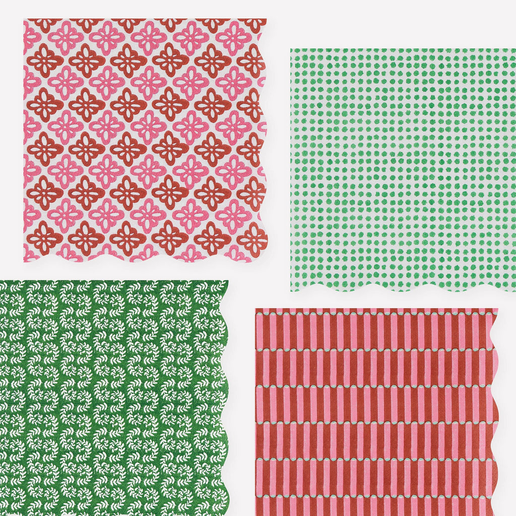 Meri Meri x Molly Mahon Red & Green Large Christmas Party Napkins x 16 | Meri Meri Christmas party napkins Meri Meri x Molly Mahon Red & Green Large Christmas Party Napkins x 16