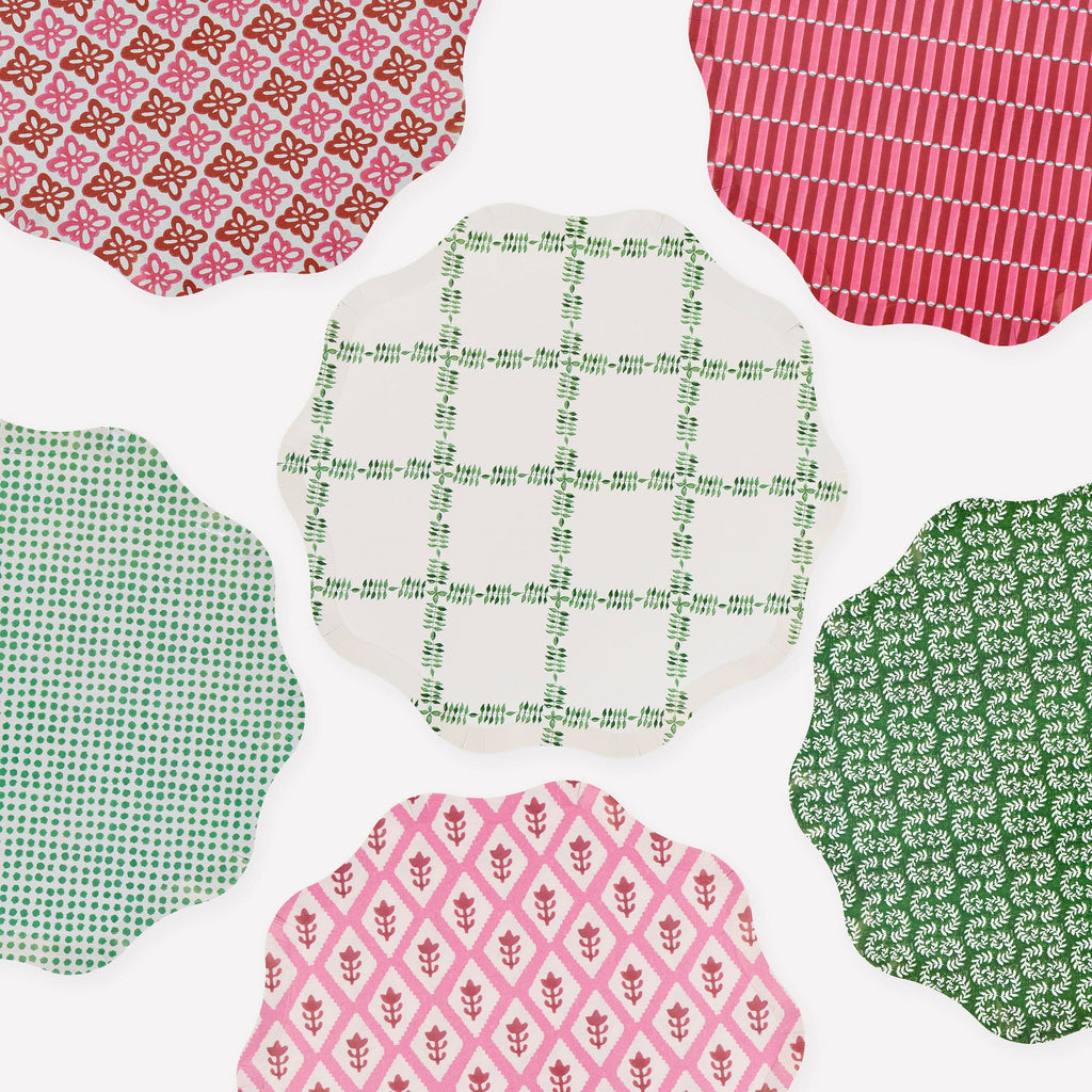 Meri Meri x Molly Mahon Red & Green Large Christmas Party Plates x 8 | Meri Meri Christmas party plates Meri Meri x Molly Mahon Red & Green Large Christmas Party Plates x 8