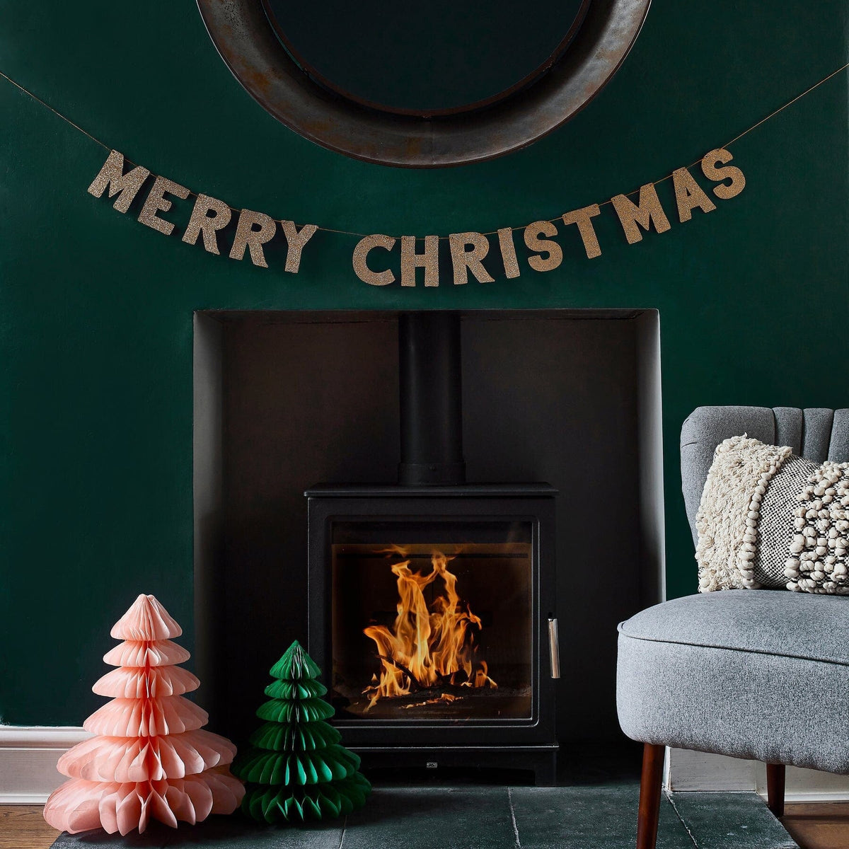 Bunting Merry Christmas Gold Glitter Bunting