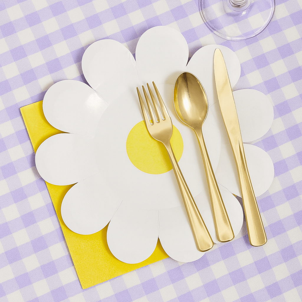 Metallic Gold Cutlery - Six Guests Disposable Cutlery Metallic Gold Party Cutlery x 18