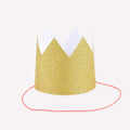 Mini Gold Glitter Party Crowns x 8 | Meri Meri Party Hats Mini Gold Glitter Party Crowns x 8