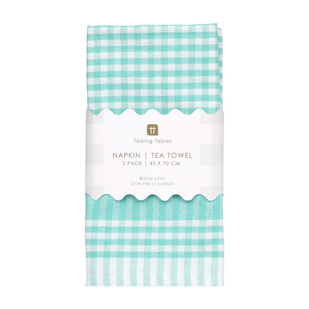 Mint Green & White Fabric Gingham Dinner Napkins - Pack of 2 Napkins Mint Green & White Fabric Gingham Dinner Napkins - Pack of 2