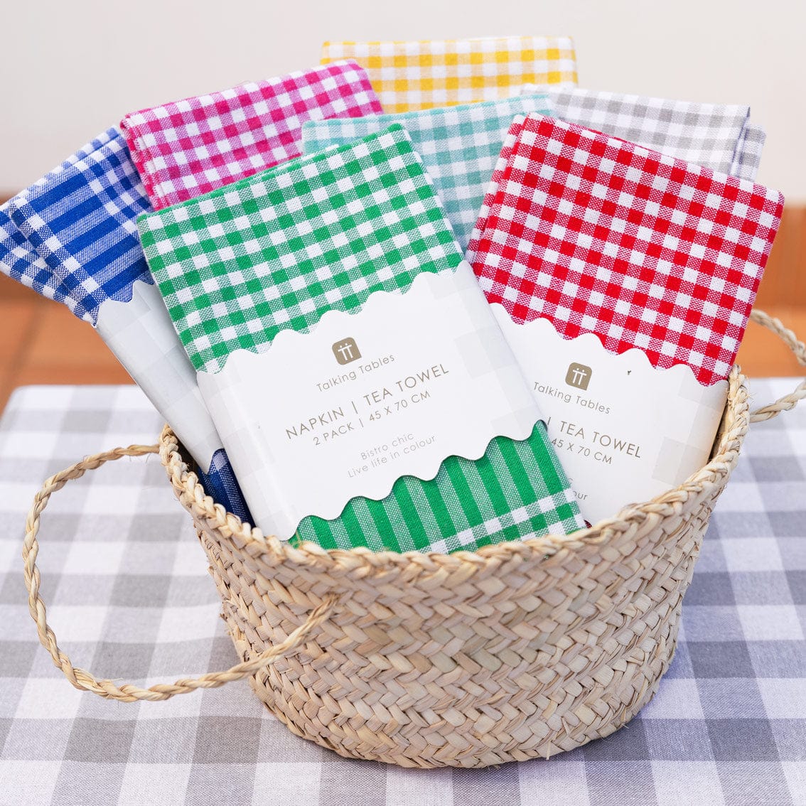 Mint Green & White Fabric Gingham Dinner Napkins - Pack of 2 Napkins Mint Green & White Fabric Gingham Dinner Napkins - Pack of 2