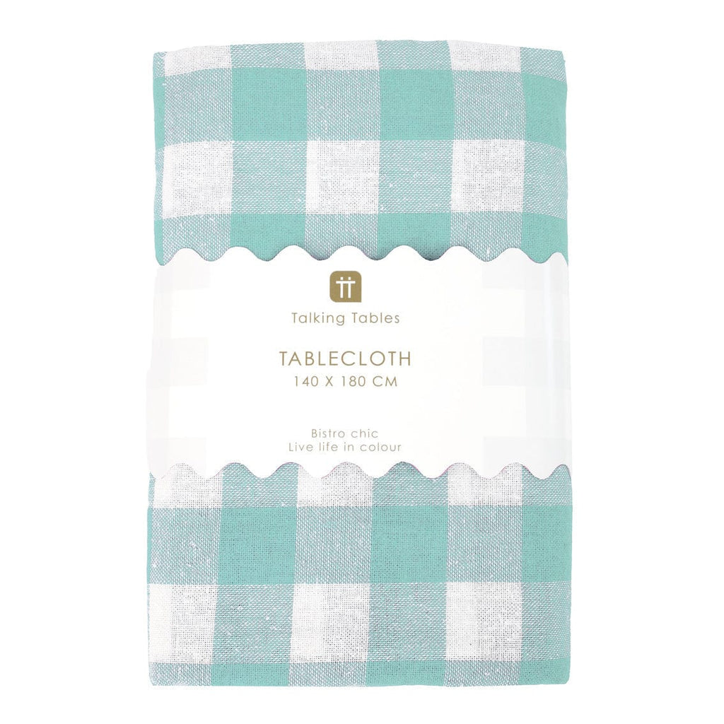 Mint Green & White Fabric Gingham Tablecloth Tablecloths Mint Green & White Fabric Gingham Tablecloth