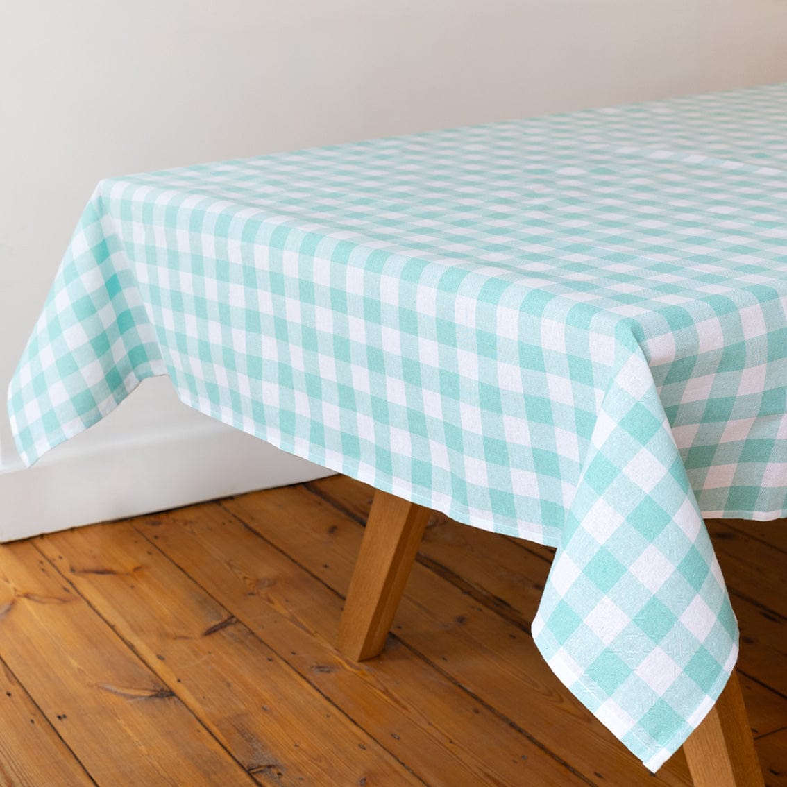 Mint Green & White Fabric Gingham Tablecloth Tablecloths Mint Green & White Fabric Gingham Tablecloth
