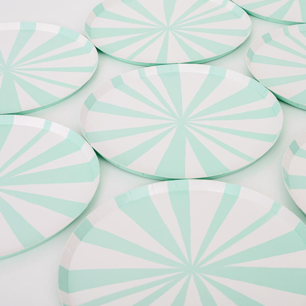 Mint Stripe Side Party Plates x 8 | Meri Meri party plates Mint Stripe Side Party Plates x 8