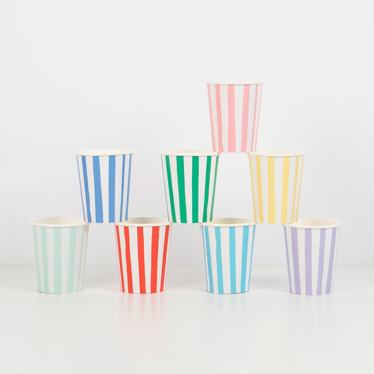 Mixed Stripe Party Cups x 8 | Meri Meri party cups Mixed Stripe Party Cups x 8