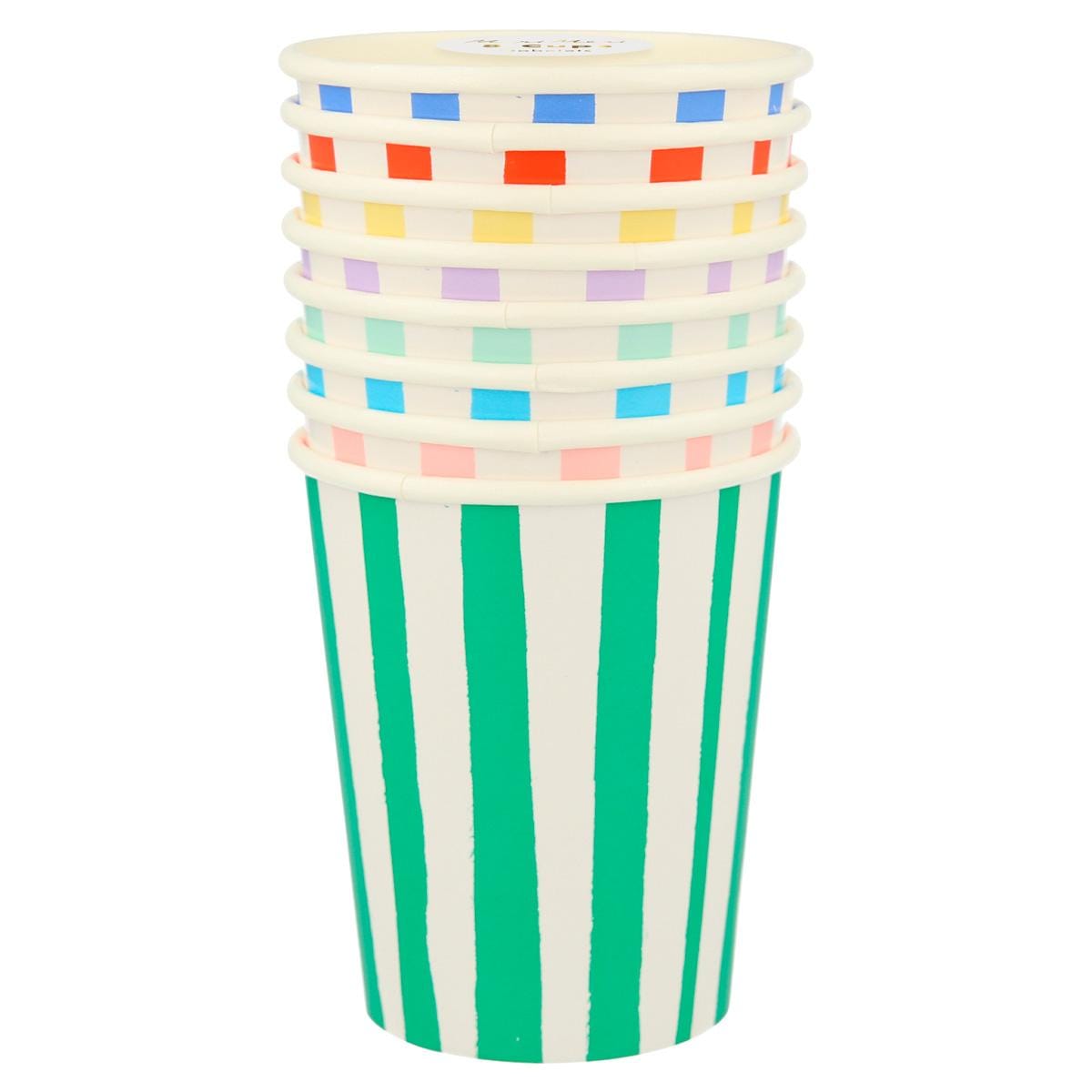 Mixed Stripe Party Cups x 8 | Meri Meri party cups Mixed Stripe Party Cups x 8