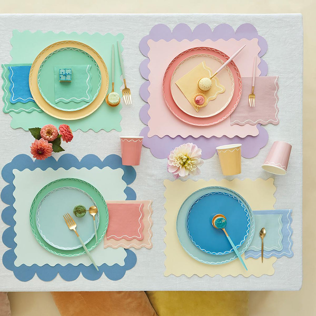 Mixed Wavy Line Side Party Plates x 8 | Meri Meri party plates Mixed Wavy Line Side Party Plates x 8