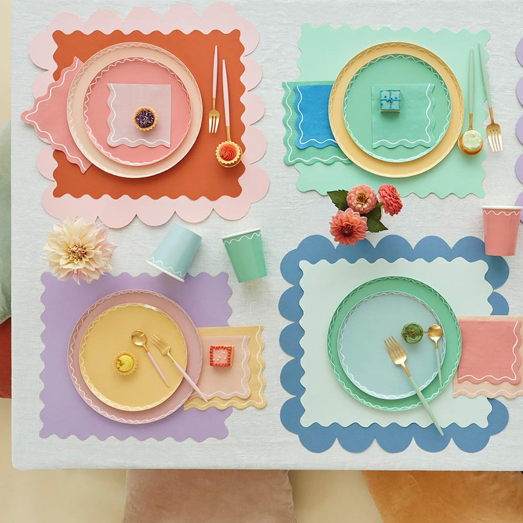 Mixed Wavy Line Side Party Plates x 8 | Meri Meri party plates Mixed Wavy Line Side Party Plates x 8