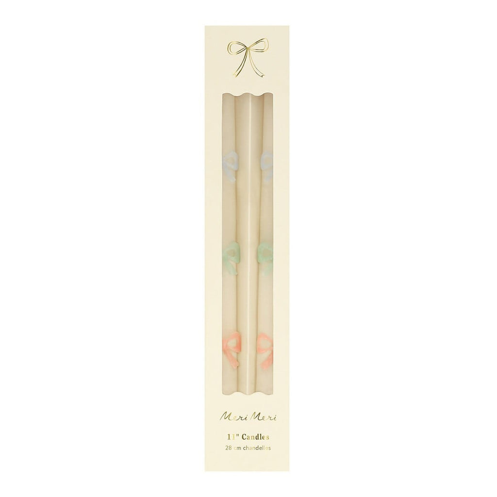 Multi Bow Taper Candles x 2 | Meri Meri Candle Multi Bow Taper Candles x 2