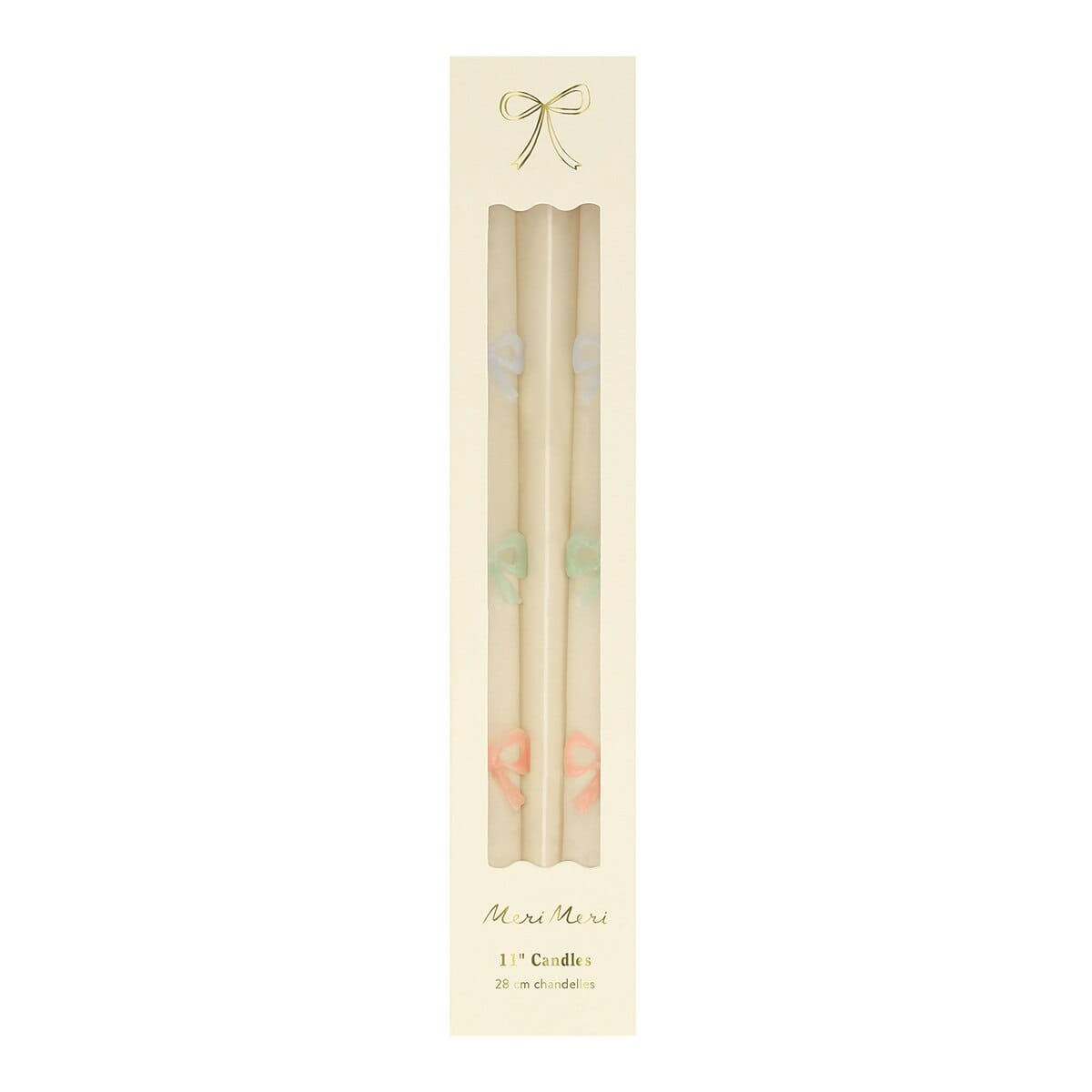 Multi Bow Taper Candles x 2 | Meri Meri Candle Multi Bow Taper Candles x 2