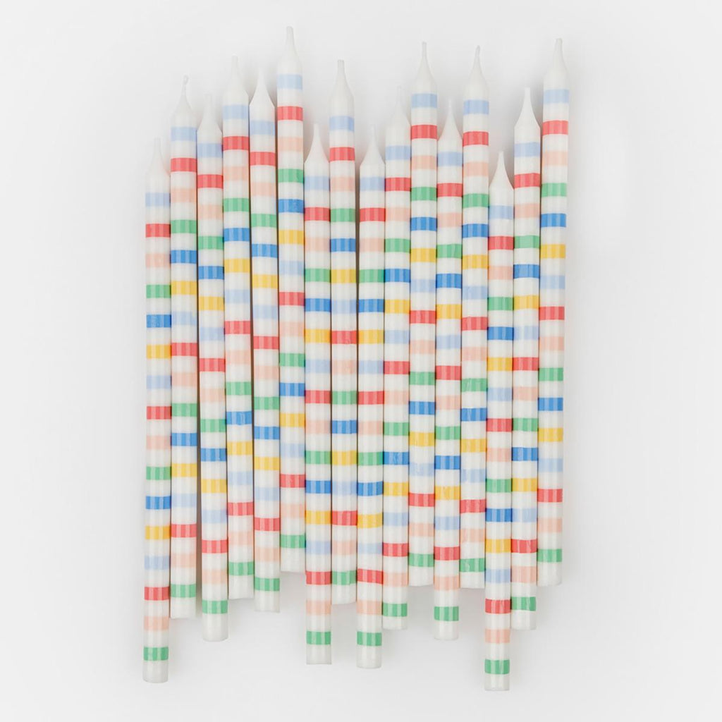 Multi Stripe Party Candles x 16 | Meri Meri Birthday Candles Multi Stripe Party Candles x 16