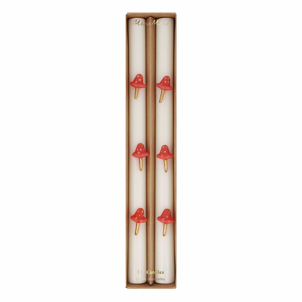 Mushroom Christmas Table Candles x 2 | Meri Meri Christmas Candles Candle Mushroom Christmas Table Candles x 2
