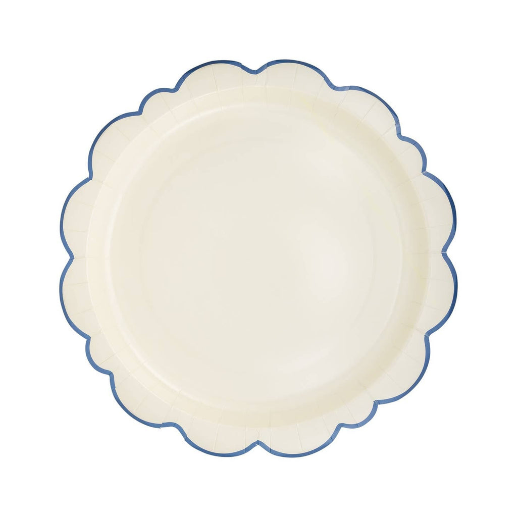 My Mind's Eye - Pembroke Cream with Blue Edge Large Paper Plates  Disposable Plates Pembroke Cream with Blue Edge Large Paper Plates x 8