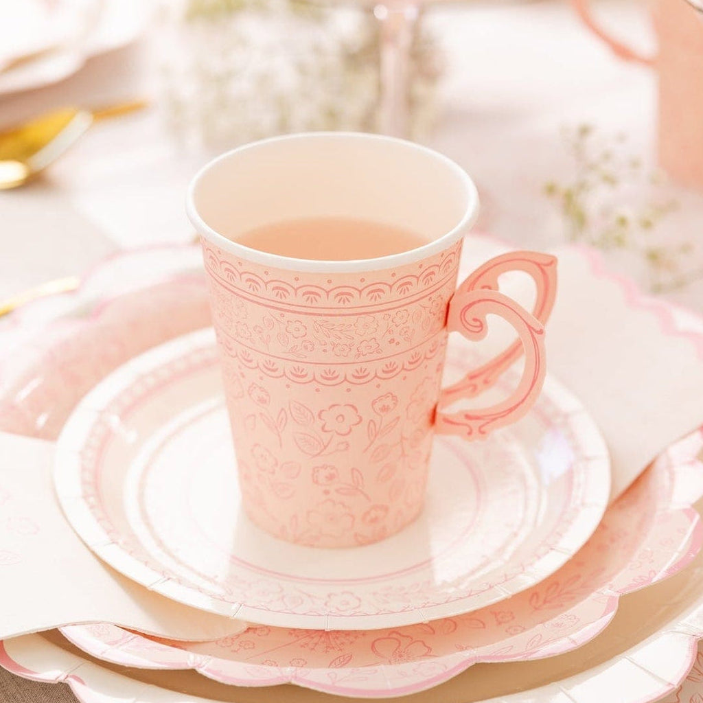 My Mind's Eye - Pembroke Pink Floral Party Cups x 8 Disposable Cups Pembroke Pink Floral Party Cups x 8