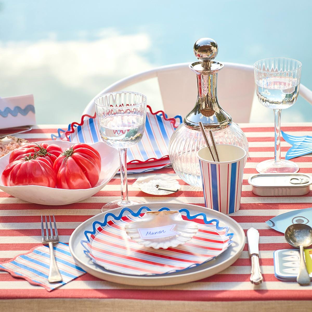 Nautical Striped Side Plates x 8 | Party Tableware UK Tableware Nautical Striped Side Plates x 8