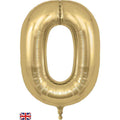 Number 0 Foil Balloon - Gold Silk 34 Inch for Birthdays Foil Balloon Number 0 Foil Balloon - Gold Silk 34 inch
