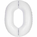 Number 0 Foil Balloon - Matte White 34 Inch for Birthdays Foil Balloon Number 0 Foil Balloon - Matte White 34 inch