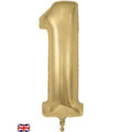 Number 1 Foil Balloon - Gold Silk 34 Inch for Birthdays Foil Balloon Number 1 Foil Balloon - Gold Silk 34 inch