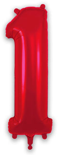 Number 1 Foil Balloon - Red 34 Inch for Birthdays Foil Balloon Number 1 Foil Balloon - Red 34 inch