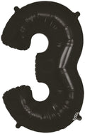 Number 3 Foil Balloon - Black 34 Inch for Birthdays Foil Balloon Number 3 Foil Balloon - Black 34 inch