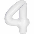 Number 4 Foil Balloon - Matte White 34 Inch for Birthdays Foil Balloon Number 4 Foil Balloon - Matte White 34 inch