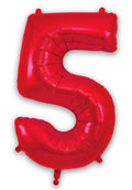 Number 5 Foil Balloon - Red 34 Inch for Birthdays Foil Balloon Number 5 Foil Balloon - Red 34 inch