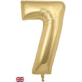 Number 7 Foil Balloon - Gold Silk 34 Inch for Birthdays Foil Balloon Number 7 Foil Balloon - Gold Silk 34 inch