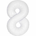 Number 8 Foil Balloon - Matte White 34 Inch for Birthdays Foil Balloon Number 8 Foil Balloon - Matte White 34 inch