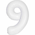 Number 9 Foil Balloon - Matte White 34 Inch for Birthdays Foil Balloon Number 9 Foil Balloon - Matte White 34 inch