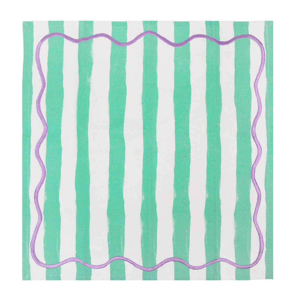 Pale Pink & Mint Green Striped Cotton Napkins - 4 Pack Napkins Pale Pink & Mint Green Striped Cotton Napkins - 4 Pack