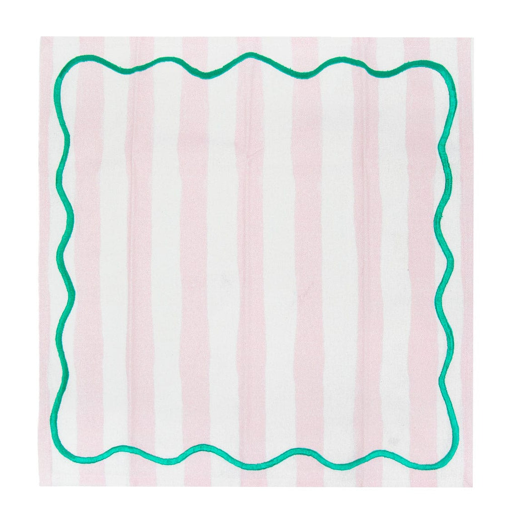 Pale Pink & Mint Green Striped Cotton Napkins - 4 Pack Napkins Pale Pink & Mint Green Striped Cotton Napkins - 4 Pack
