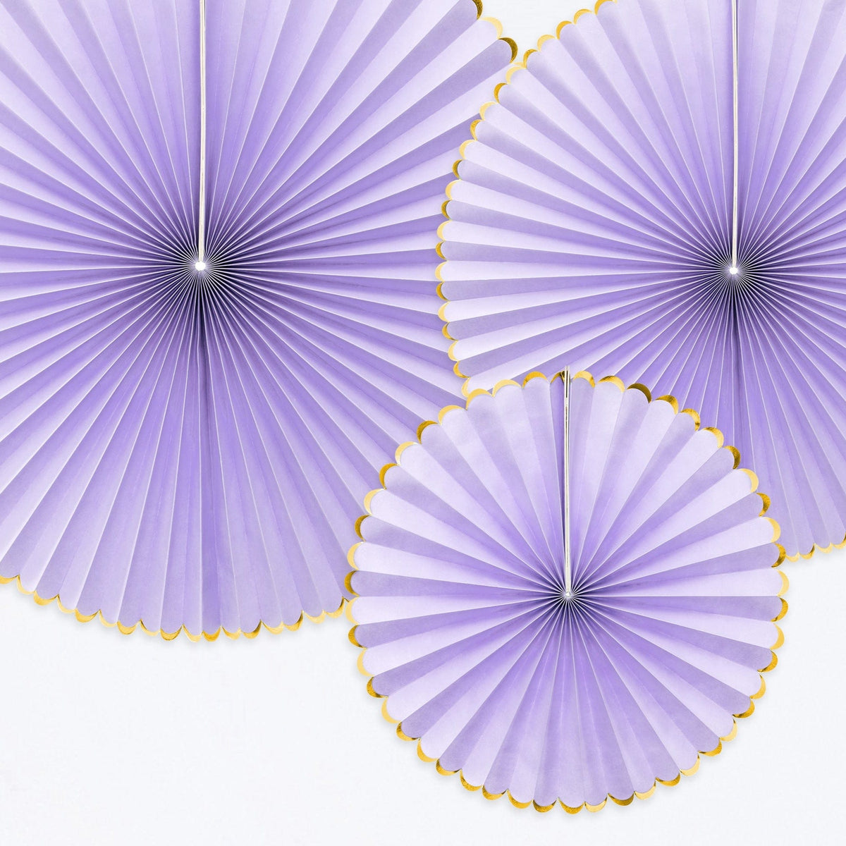 Party Decorations - Pastel Purple Party Paper Fans x 3 Party Supplies Pastel Purple Party Paper Fans x 3