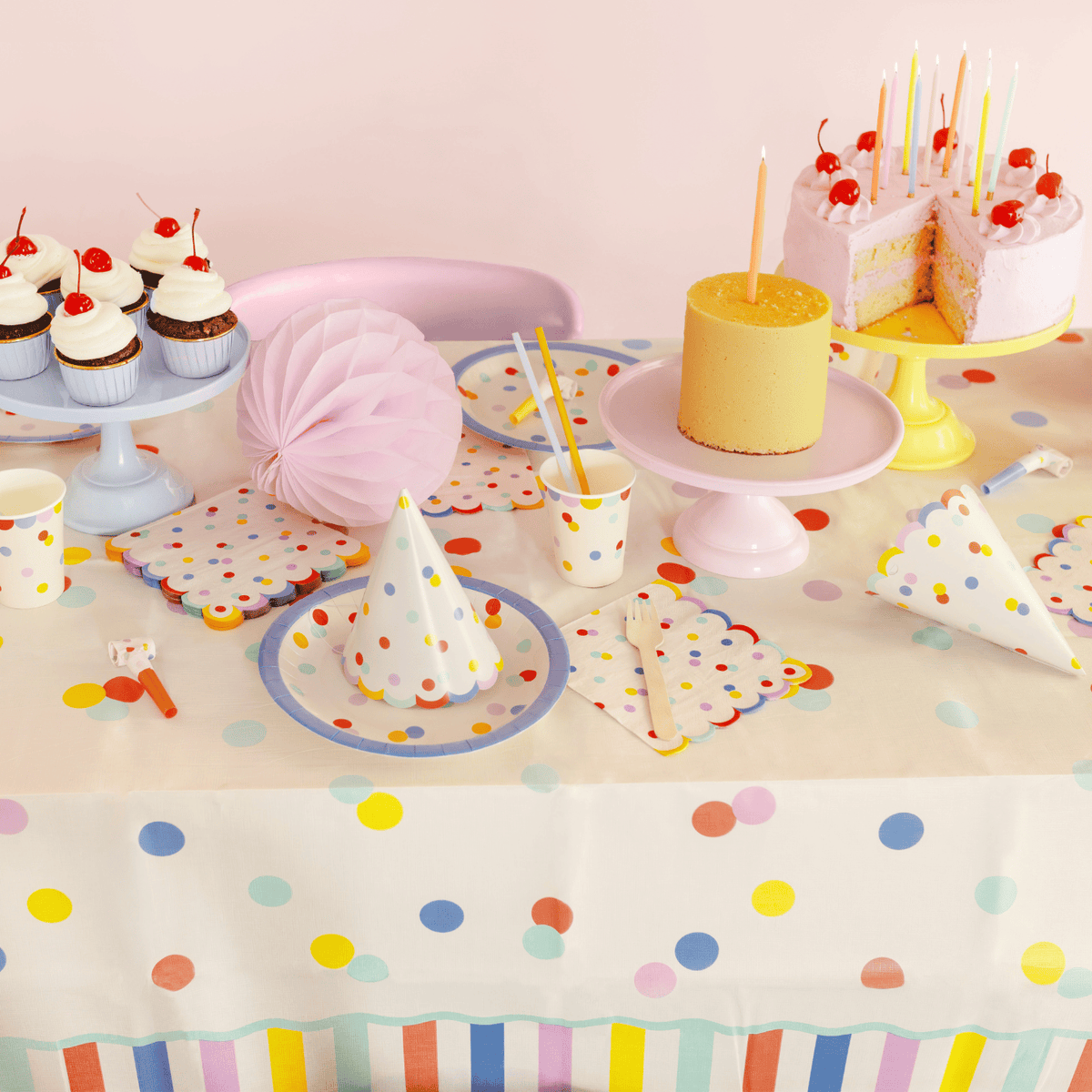 Pastel Confetti Party Blowers (Set of 6) | Polka Dot Whistles party blower Pastel Confetti Party Blowers - Set of 6