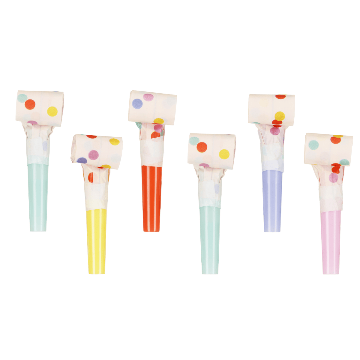 Pastel Confetti Party Blowers (Set of 6) | Polka Dot Whistles party blower Pastel Confetti Party Blowers - Set of 6