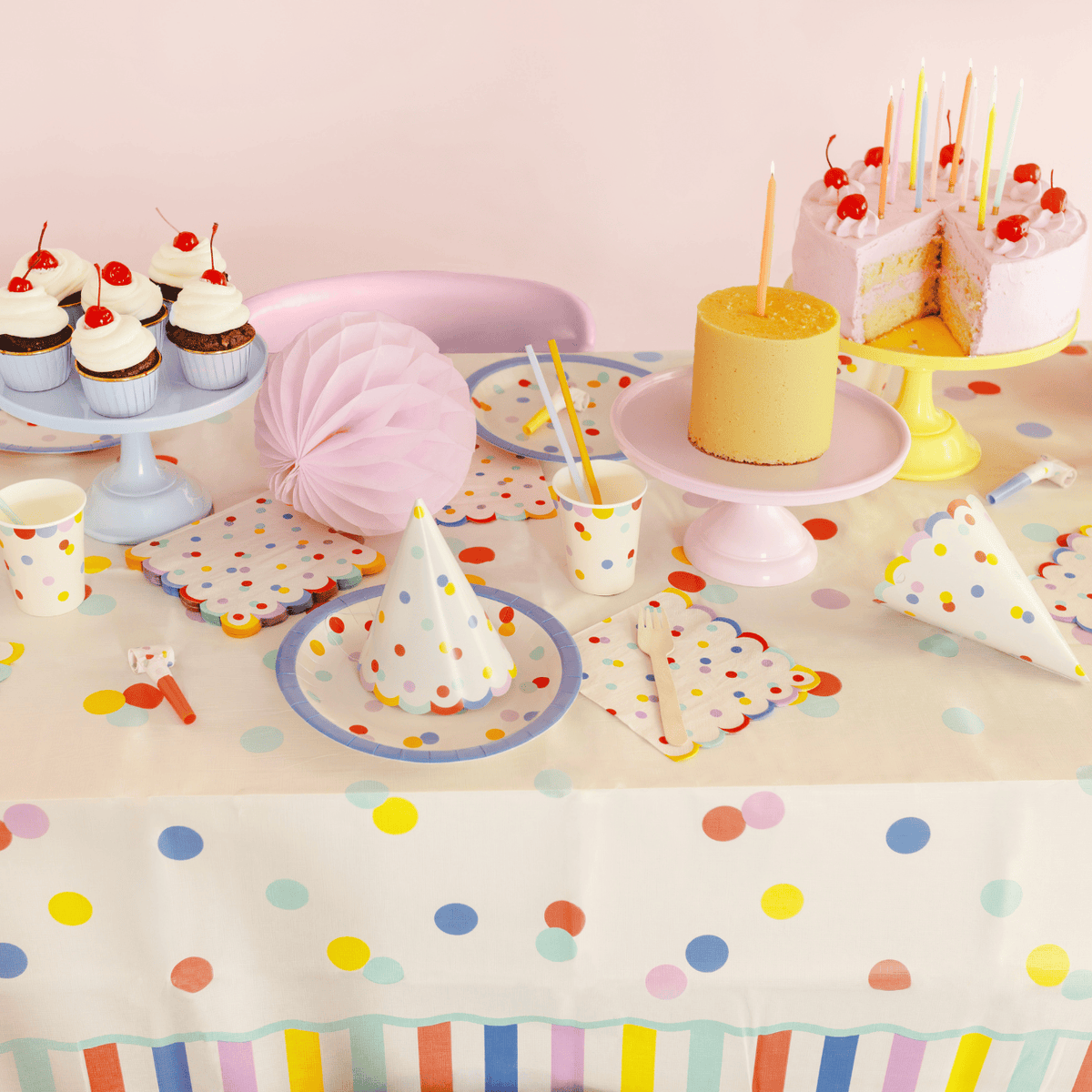 Pastel Confetti Party Napkins (Pack of 20) | Polka Dot Napkins Paper Napkins Pastel Confetti Party Napkins - Pack of 20