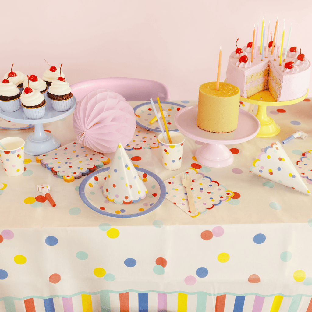 Pastel Confetti Party Plates (Set of 6) | Polka Dot Paper Plates Disposable Plates Pastel Confetti Party Plates - Set of 6