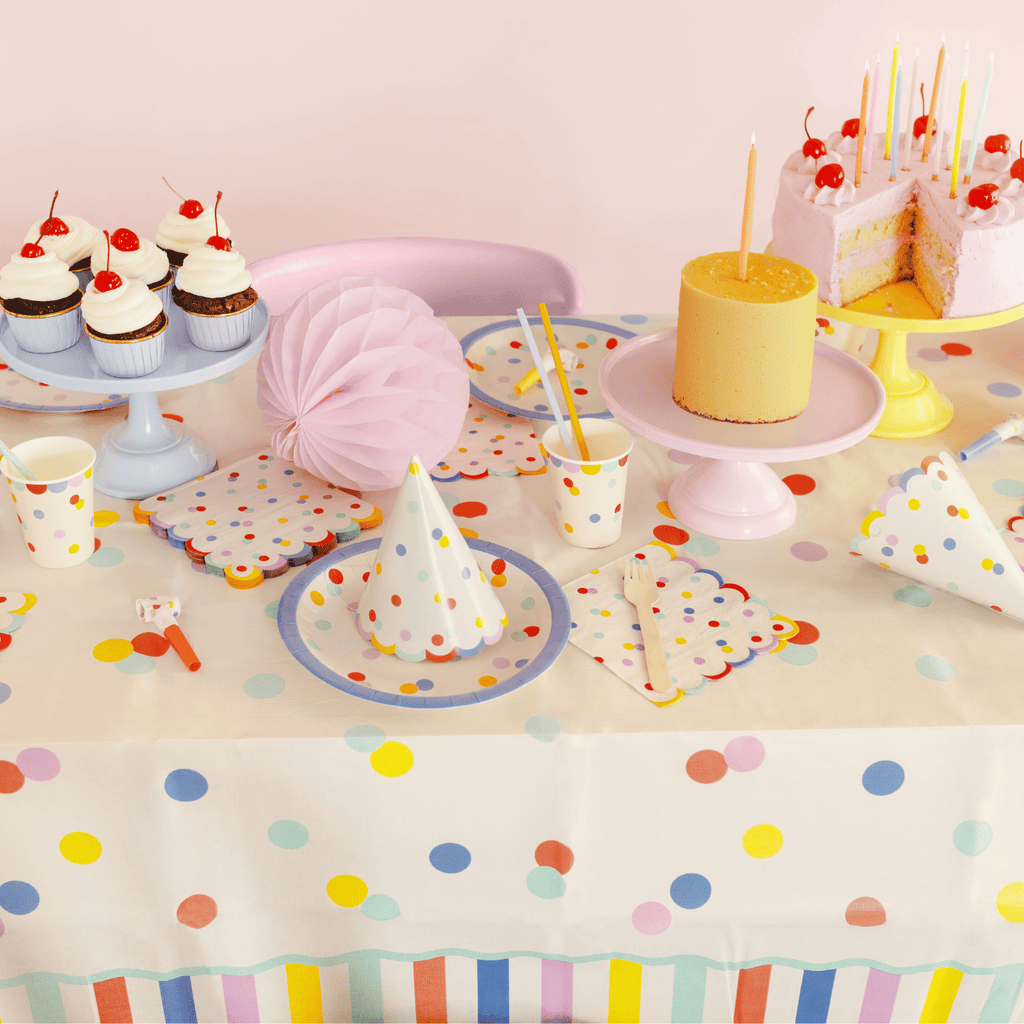 Pastel Confetti Party Tablecover | Polka Dot Paper Table Cover tablecover Pastel Confetti Party Tablecover - 180 x 120cm