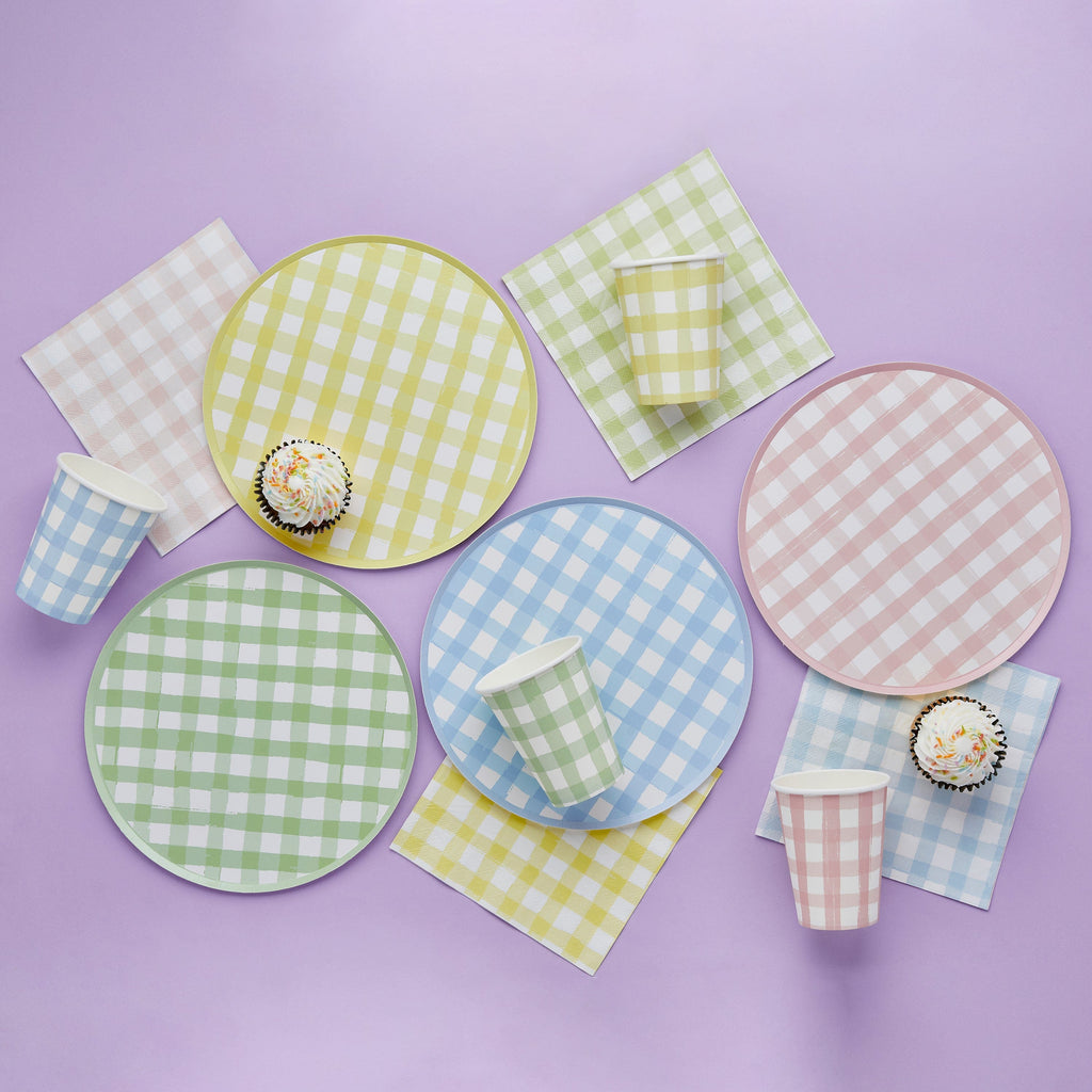 Pastel Gingham Party Napkins x 16 Paper Napkins Pastel Gingham Party Napkins x 16