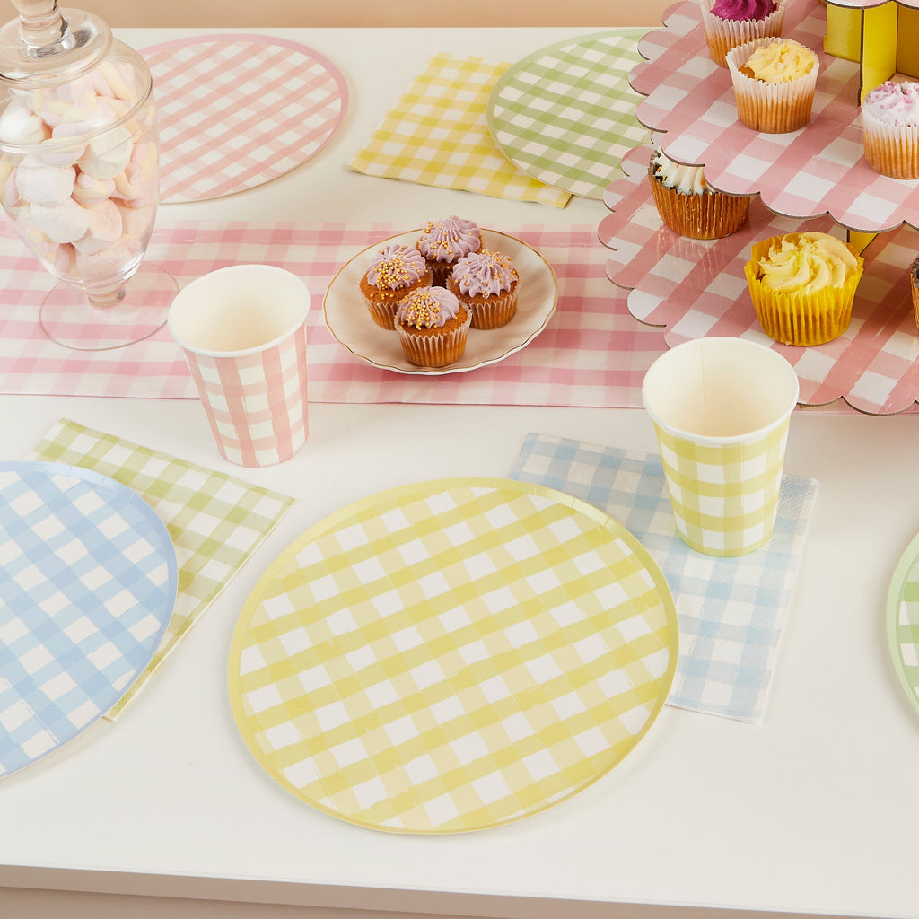Pastel Gingham Party Napkins x 16 Paper Napkins Pastel Gingham Party Napkins x 16